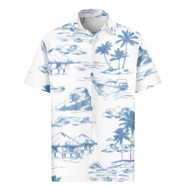 Men's Hawaiian Printed Button Short Sleeve Shirts Men's Casual Fashion Short Sleeve Shirts L