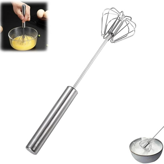 Stainless Steel Semi-Automatic Whisk, Egg and Milk Whisk, Multi-function Hand Push Mixer, 2024 Upgraded Egg Scrambler, Milk Frother, Semi-Automatic Household Rotary Mixer Whisk (1)