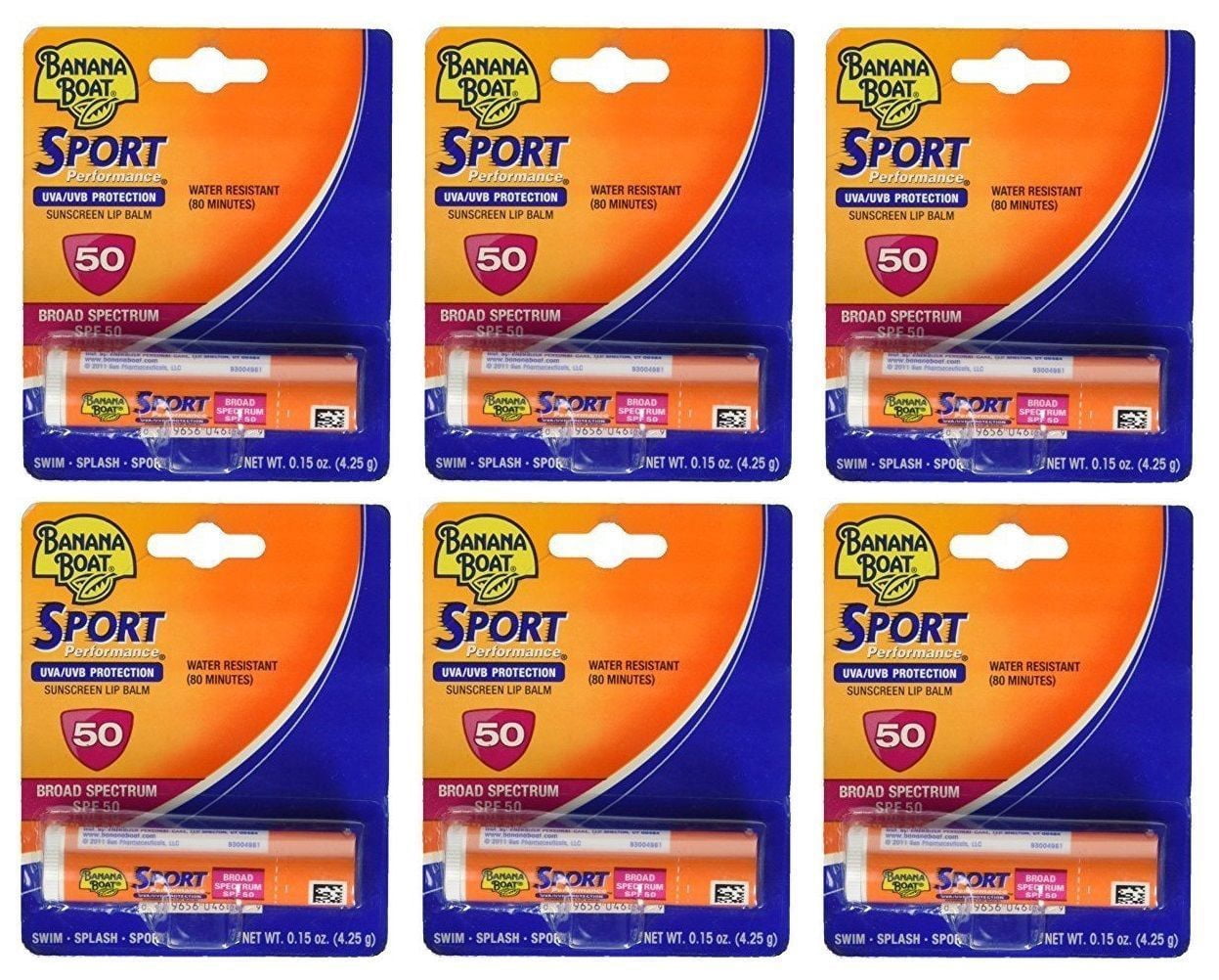 12 Pack - Banana Boat Sport Performance Sunscreen Lip Balm SPF 50 .15oz Each