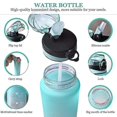 thumbnail image 3 of Botella de agua deportiva con marcas de tiempo de 1 litro y botellas con pajitas, botella de agua que se abre, adecuada para hacer ejercicio al aire libre, 3 of 5