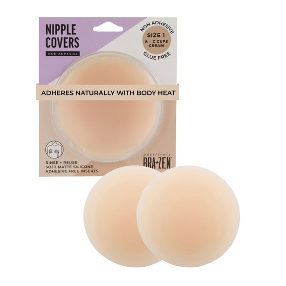 Positively BRA ZEN Women's Reusable Silicone Nipple Covers Non-Adhesive Pasties, Sizes 1 & 2 Breast Petals