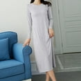 thumbnail image 4 of beishanbush Clothing Women Nightgowns & Sleepshirts Under $10 Women's Spring and Summer Solid Color Mid Length Dress Summer Cool Feeling Bow Large Size Short Sleeved Pajamas Dress Home Dresses, 4 of 6