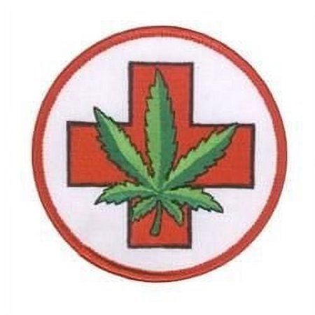 NSI - Bright Green Cannabis Leaf Pot Cross Patch 3" Embroidered Patch