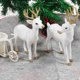 thumbnail image 1 of Reno blanco de Navidad de simulación de peluche de pie, alce blanco de Navidad, muñeco de ciervo, decoración para fiestas en el hogar, 1 of 6