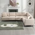 thumbnail image 2 of ijuicy L Shaped Sectional Sofa, 6 Seater Corner Modular Sofa, Living Room Furniture Sets - Beige, 2 of 7