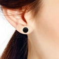 thumbnail image 5 of Elegant Braided Border Round Black Onyx Inlay Sterling Silver Stud Earrings, 5 of 5