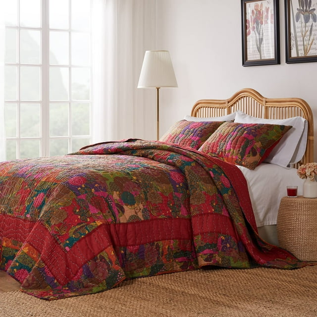 Juego de colchas Greenland Home Jewel de algodón acolchado Kantha