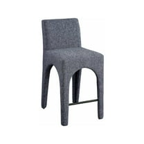 Meridian Furniture Gramercy Blue Linen Textured Fabric Stool