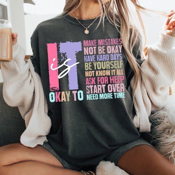 Retro It's Okay To Make Mistakes Be Yourself Shirt, Mental Health Shirt, Motivation Saying Shirt, Self Love Sweatshirt, Awareness Shirt, Gift For Her, Inspiration Shirt