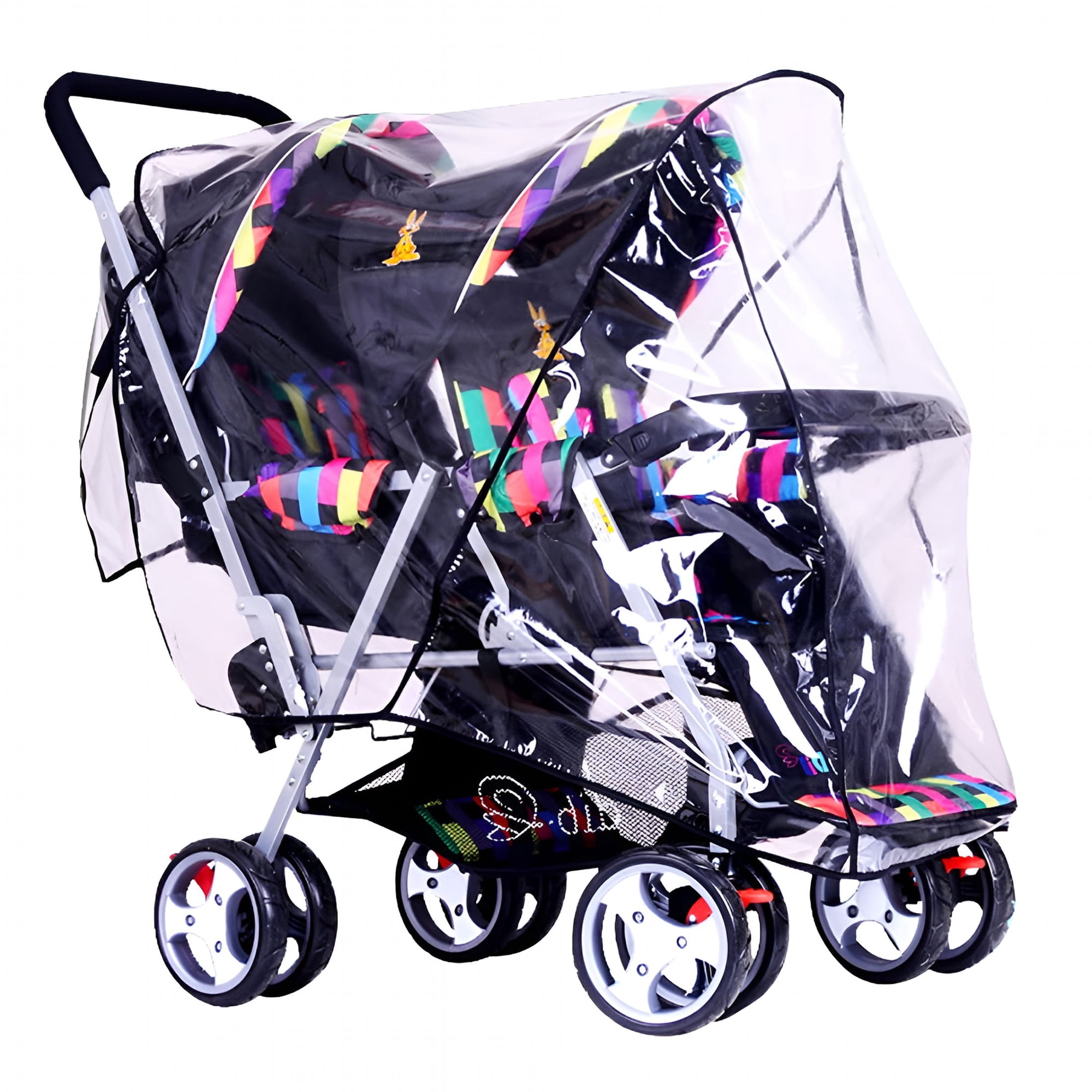 RIONIMA 2026 New Double Stroller Rain Cover Tandem Stroller Raincoat Baby Weather Shield Universal Size Waterproof Windproof for Rain,Wind,Snow,Travel