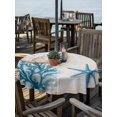 thumbnail image 2 of Outdoor Table Cloth with Umbrella Hole and Zipper,Blue Beige Coastal Waterproof Round Tablecloth 60 Inch,Summer Beach Nautical Shell Coral Starfish Washable Table Cover for Outside Party Patio Picnic, 2 of 8