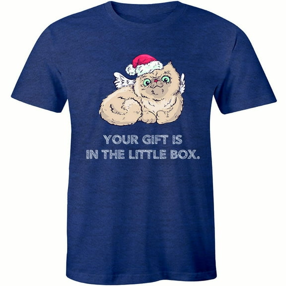 Your Gift In The Litter Box Little Cute Funny Cat Christmas Men Tee Shirt