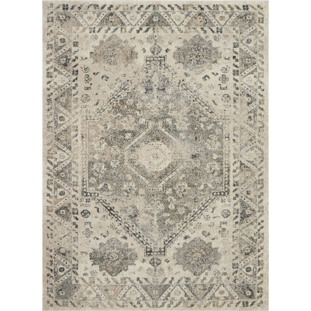 Nourison Fusion Farmhouse Bordered Cream/Grey Area Rug