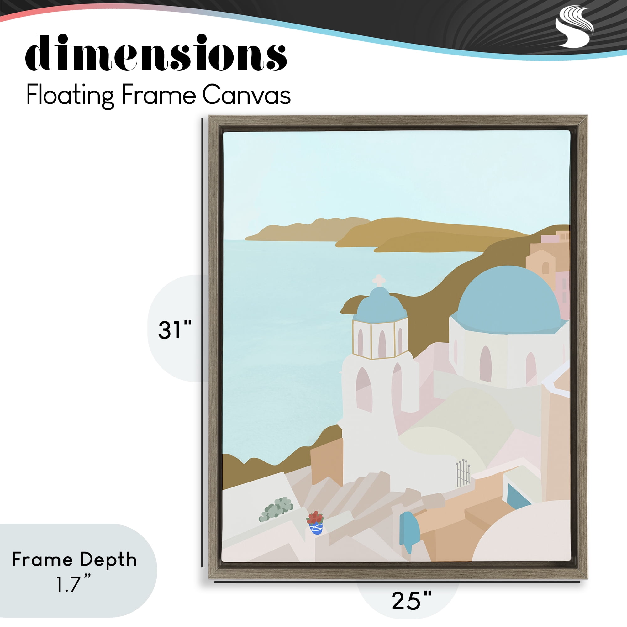 Stupell Industries Coastal Santorini Vibes Brown Framed Floater Canvas Wall Art, design by Anna Quach