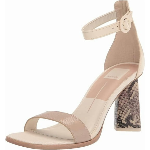 Dolce Vita Women's Heeled Ankle Strap Sandal, Beige