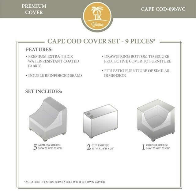 TK Classics Cape Cod 9 Piece All Weather Cover Set 09b in Beige