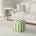 thumbnail image 2 of Majestic Home Goods Vertical Stripes Indoor/Outdoor Stuffed 17x17x17 Inches-Bean Bag Floor Foot Rest–Sitting Pouf Chair for Living Room–Nursery Pillow Ottoman, 17" x 17" x 17", Sage/White, 2 of 13