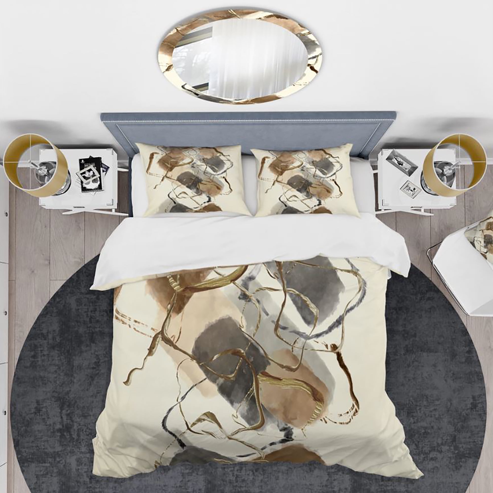 Designart 'Gold Glam Squares IV' Glam Duvet Cover Set