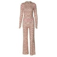 thumbnail image 3 of Women 2 Piece Outfits Long Sleeve Tracksuit Bodycon Matching Sets Hoodie Jacket Jogging Suit Leopard Print S, 3 of 9