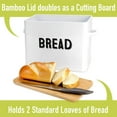 thumbnail image 3 of Granrosi 10" Tall Metal Bread Box Storage Container with Bamboo Lid, White, 3 of 7
