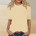 thumbnail image 2 of T-Shirts pour Femmes Col Rond Manches 3/4 Blouse Imprimée Confortable pour Sortir Beige TG, 2 of 4