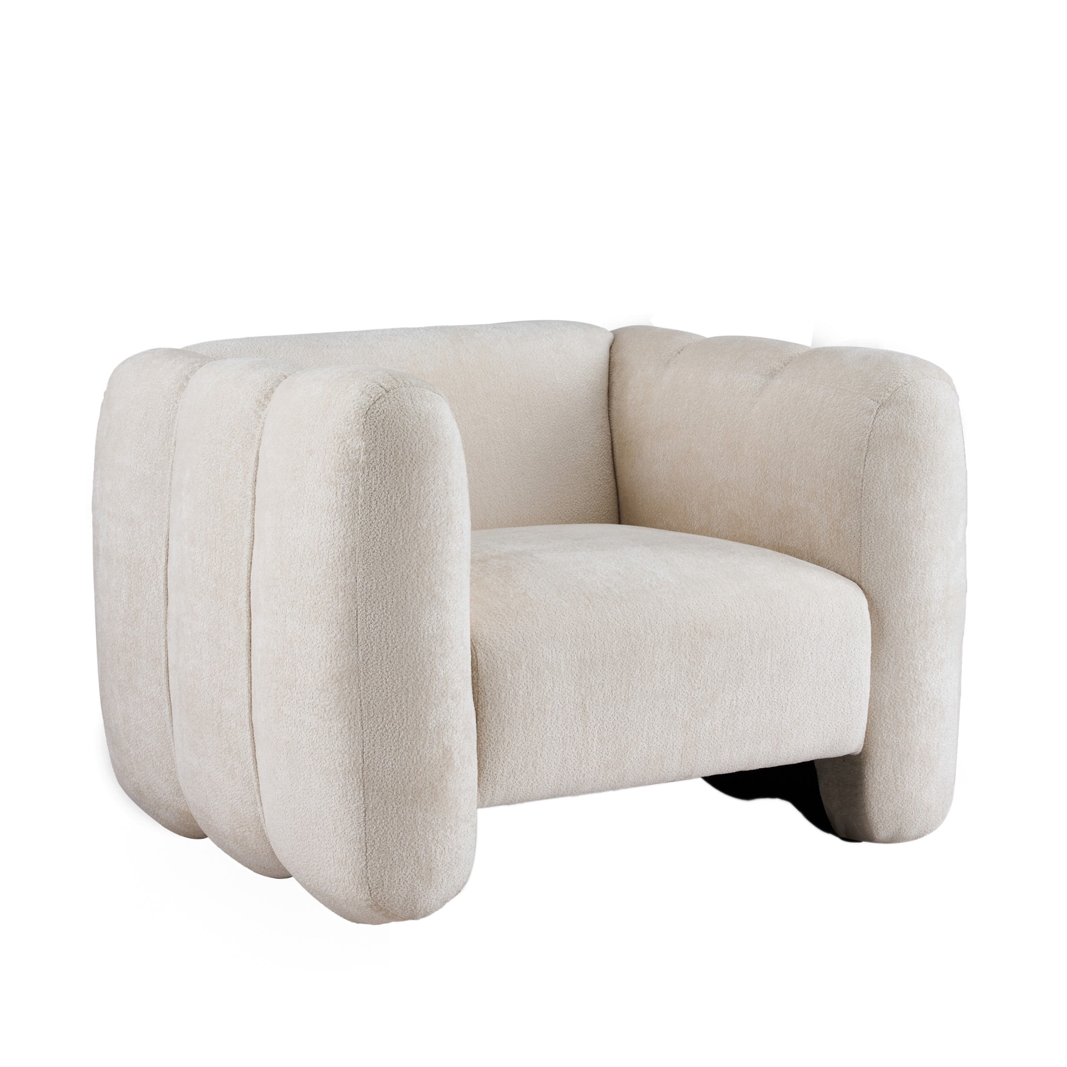 Christopher Knight Home Chenille Club Chair, Plush Upholstered Accent Chair with Channel Stitching, Beige