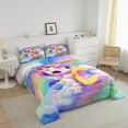 thumbnail image 3 of Erosebridal Initial Letter C Comforter Sets Twin Size, Rainbow Unicorn Comforters & Duvets, Monogrammed Reversible Duvet Insert, Super Cozy Room Decoration, 2pcs, 3 of 8