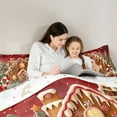 thumbnail image 5 of Manfei Kawaii Gingerbread House Queen Comforter Set,Christmas Candy Cane Bedding Sets,Red Brown Green Bedding Comforter Set For Girls Kids,Breathable Home Decor Reversible,3-Piece, 5 of 8