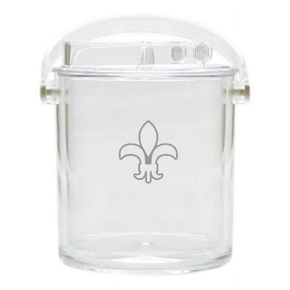 Carved Solutions Acrylic Insulated Ice Bucket With Tongs -Fleur-De-Lys