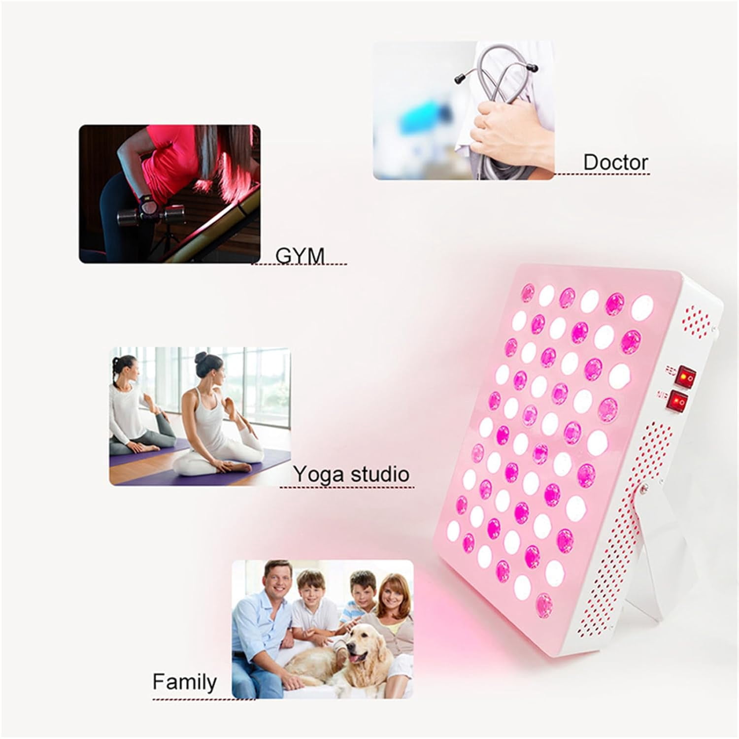 CNV High Power Red Light Beauty Panel for Skin Care, 60-LED Dual Chip 660nm & 850nm Near-Infrared Lamp with Adjustable Stand, Facial & Body Light Device for Home Spa Routine