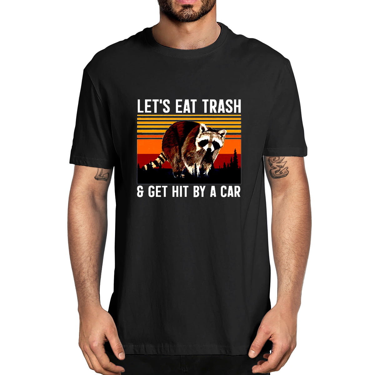 Let's Eat Trash & Get Hit By A Car Funny Raccoon Lover Vintage Men's T-Shirt Tee