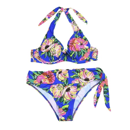 

VKEKIEO Two-Piece Sets Swimsuit Sport Bra Style Padded Blue L