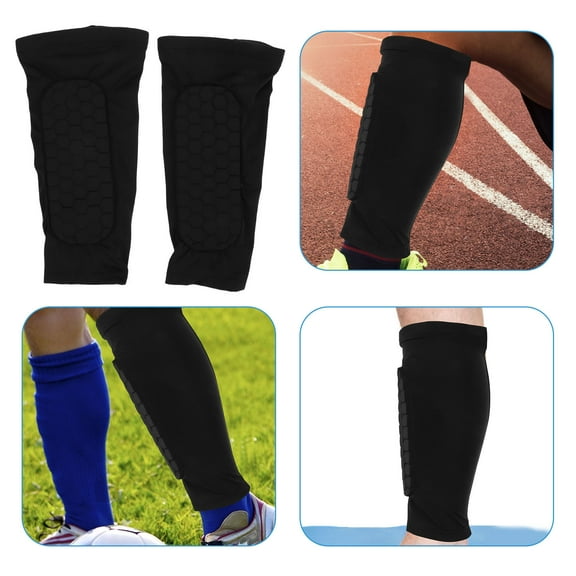 CIMAXIC 2-Pack Adult Black Shin Guards for Soccer with Impact , Sports Gear for Football Players