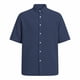 thumbnail image 4 of Blusa y camisa de manga corta con cuello vuelto para hombre, color liso, informal, a la moda, de manga corta, con cuello vuelto y botones, blusa de poliéster para hombre., 4 of 6
