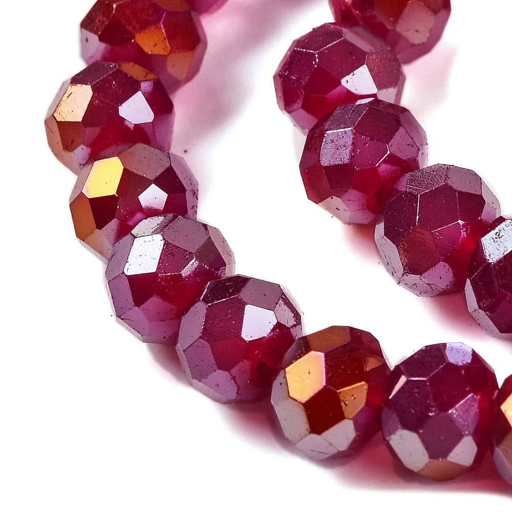 Baking Electroplate Glass Beads Strands AB Color Faceted Round Dark Red 10x8mm Hole: 1mm about 63~65pcs/strand 18.90''(48~50cm)