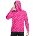 thumbnail image 3 of Havenx Men's Upf 50+ Sun Protection Hooded Shirt Texture Print Long Sleeve Hoodie with Mask Rapid Dry Hoodie Shirt Casual Summer Lightweight Athletic Workout Blouses,Pink L, 3 of 6