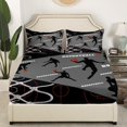 thumbnail image 3 of Erosebridal Basketball Sheet Set Twin Sports Bed Sheets Grey Black Basketball Bedding Set Basketball Bedding Bedroom Decor,Ball Game Fitted Sheet + Top Sheet + 1 Pillowcase, 3 of 6