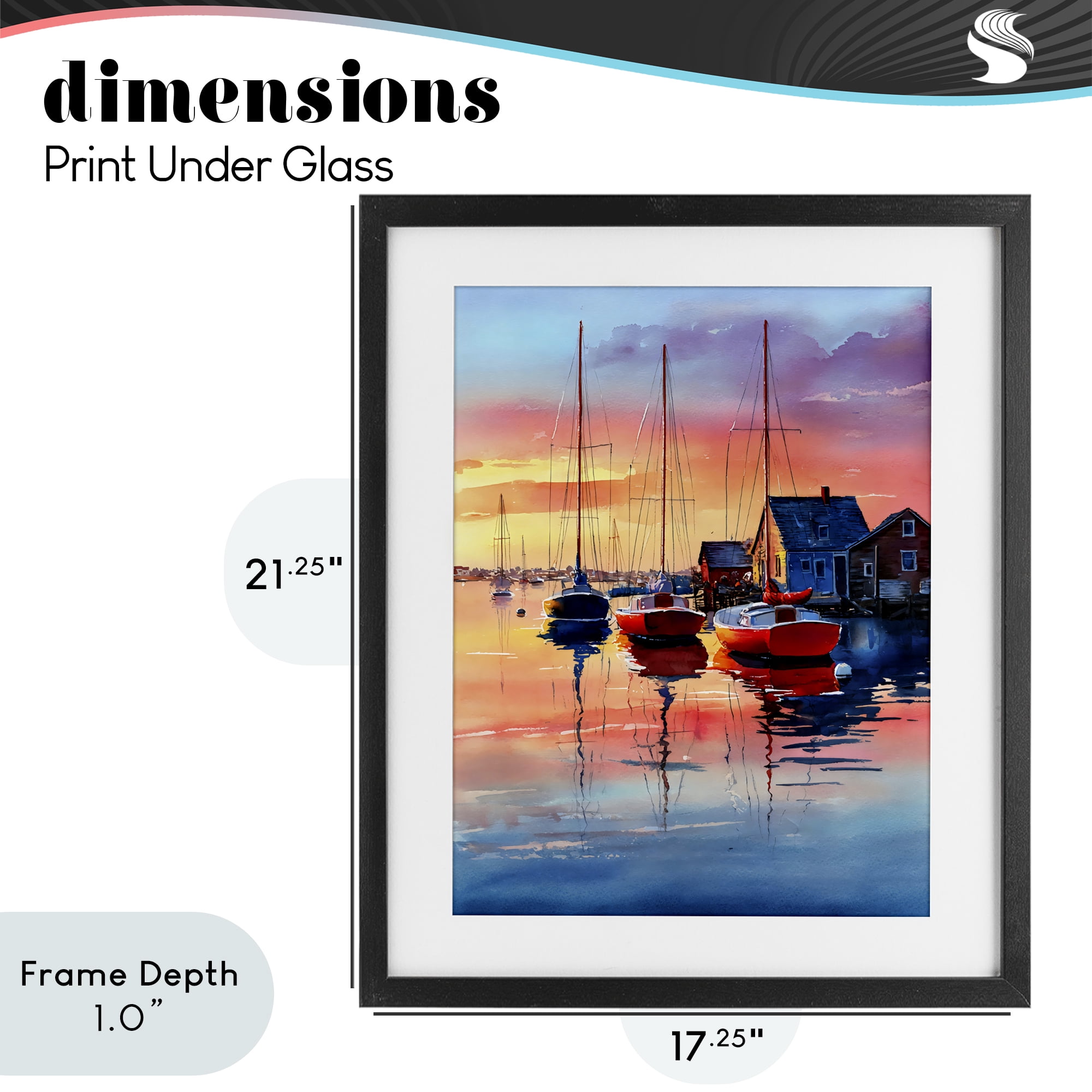 Stupell Industries Vivid Sunset at Docks Black Framed Print Under Glass, design by Franklyn Gregory