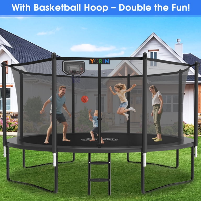12 FT Trampoline With Safety Enclosure Net & Ladder - 400 Lb Capacity, Heavy Duty Outdoor