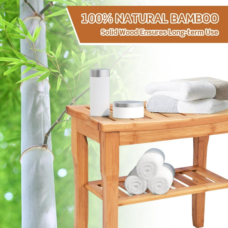 Bathroom discount bamboo bench