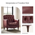 thumbnail image 6 of Mid century Modern Genuine Leather Armchair Set of 2, Beige, 6 of 9