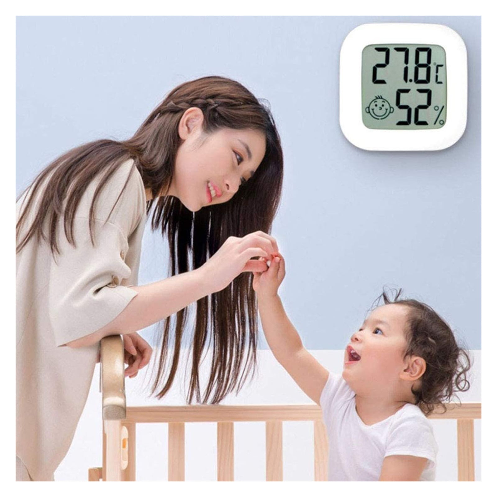 LCD Electronic Digital Temperature Humidity Meter Thermometer Hygrometer Weather Station Clock ,Compact & Portable
