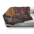 thumbnail image 3 of Fantasy Soft Flannel Fleece Throw Blanket, Surreal Lost Black Cat Deep Dark in Forest with Mystic Picture Artwork Print, Cozy Plush for Indoor and Outdoor Use, 60" x 80", Orange Brown, by Ambesonne, 3 of 6