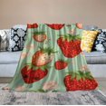 thumbnail image 2 of COMIO Flannel Throw Fruit Strawberry Blanket Soft Comfy Pompom Fringe Blanket Throws for Outdoor and Indoor, 2 of 6