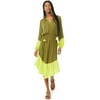 Scoop Women's Colorblocked Midi Dress with Long Sleeves