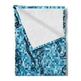 thumbnail image 2 of Animal Soft Flannel Fleece Blanket, Mosaic Tile Pattern Nautical Ocean Life Maritime Creature Beauty Artwork Print, Cozy Plush for Indoor and Outdoor Use, 60" x 80", Navy Turquoise, by Ambesonne, 2 of 5