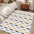 thumbnail image 5 of Yellow Wave Line Washable Area Rugs 2.7'x5', Modern Gray Striped Abstract Gradient Low Pile Throw Living Room Rug Non-Slip Sturdy Edge Binding Carpet for Indoor Entryway Bedside Kitchen, 5 of 9
