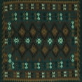 thumbnail image 1 of Ahgly Company Machine Washable Indoor Square Southwestern Turquoise Blue Country Area Rugs, 6' Square, 1 of 4
