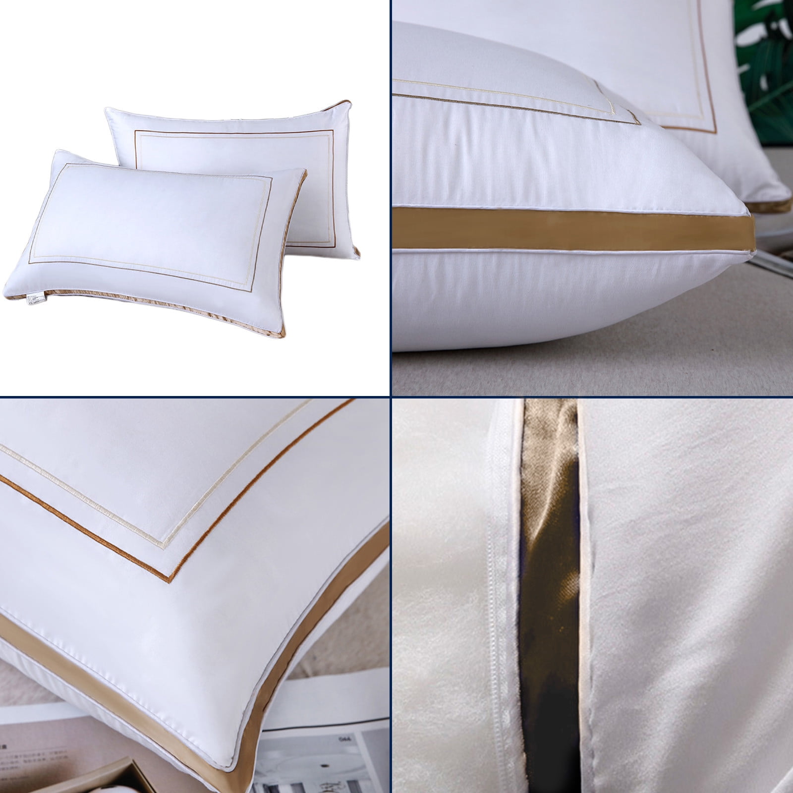 Nkmbld Memory Foam Pillows Hotel Quality Cool Type Suitable for Supine or Side Sleepers High Elasticity Pillow Inserts, Queen Size, Gold