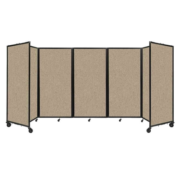 "Versare Room Divider 360 Portable Wall Partition | 5 Panels Wide | 14' x 6' Rye Fabric Panels"